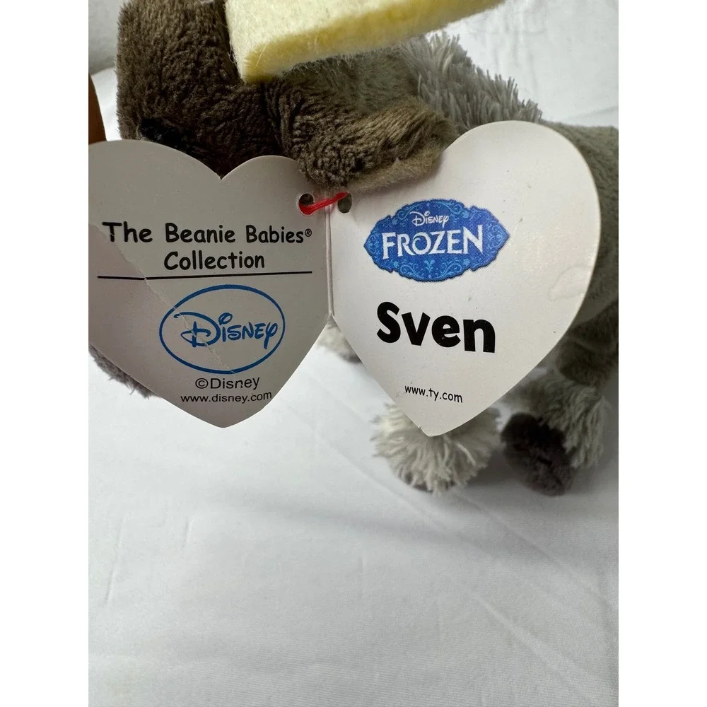 Ty Beanie Babies Disney Frozen Sven Reindeer Sparkle Plush 2014 Grey Brown 41151